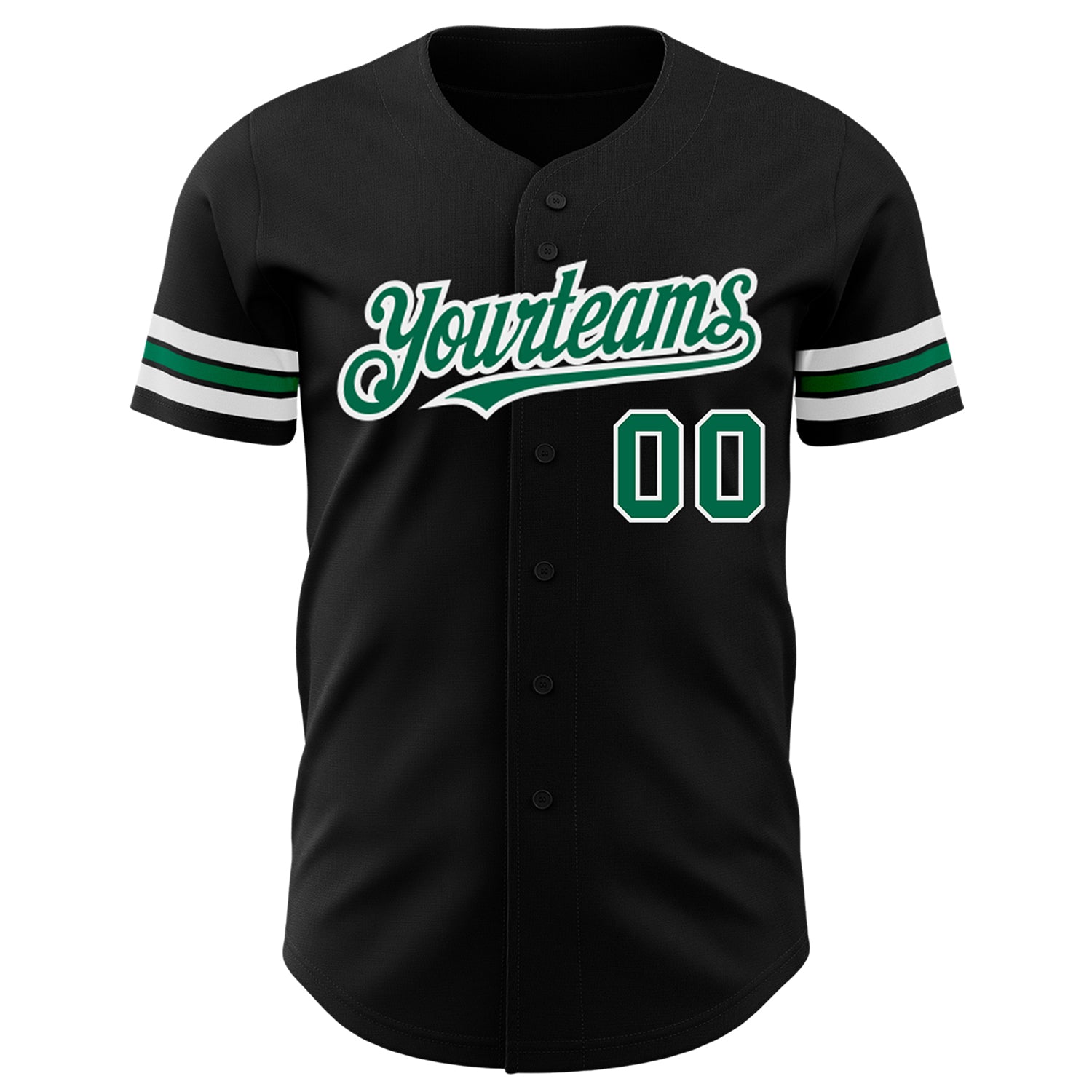 Personalized Black and Kelly Green Baseball Jersey for Men and Women Personalized Black Kelly GreenWhite Baseball Jersey - Image 2