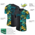 Personalized 3D Hawaii Tropical Palm Leaves Black Lakes Performance T-Shirt Personalized Black Lakes Blue 3D Hawaii Tropical