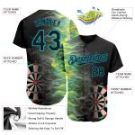 Custom Name and Number Authentic Baseball Jersey with Personalized 3D Black Lakes Blue Fiery Dart Board Design Personalized