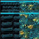 Custom Name and Number Personalized Black Blue Palm Leaves Softball Jersey - Two-Button Unisex Tropical 3D Pattern Personalized