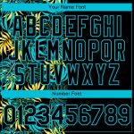 Custom Name and Number Personalized Black Blue Palm Leaves Softball Jersey - Two-Button Unisex Tropical 3D Pattern Personalized