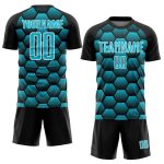 Personalized Soccer Jersey Blue-White Hexagons | Black Lakes Sublimation Uniform Personalized Black Lakes Blue-White Hexagons