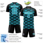 Personalized Soccer Jersey Blue-White Hexagons | Black Lakes Sublimation Uniform Personalized Black Lakes Blue-White Hexagons