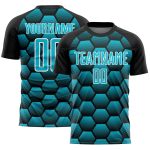 Personalized Soccer Jersey Blue-White Hexagons | Black Lakes Sublimation Uniform Personalized Black Lakes Blue-White Hexagons