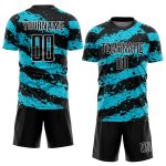 Custom Name and Number Soccer Uniform Jersey - Personalized Black Lakes Blue-White Splash Design Personalized Black Lakes