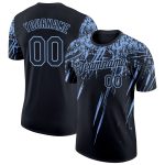 Personalized 3D Abstract Sharp Shape T-Shirt in Black and Light Blue - Performance Wear for Men and Women Personalized Black