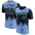 Personalized 3D Dripping Splatter Art Black Light Blue T-Shirt for Performance Personalized Black Light Blue 3D Dripping