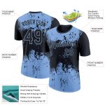 Personalized 3D Dripping Splatter Art Black Light Blue T-Shirt for Performance Personalized Black Light Blue 3D Dripping