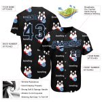 Custom 3D Pattern Baseball Jersey with Personalized Name & Number - Black Light Blue Design Personalized Black Light Blue
