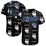 Custom 3D Pattern Baseball Jersey with Personalized Name & Number - Black Light Blue Design Personalized Black Light Blue