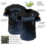 Personalized Leopard Print Baseball Jersey - Black Light Blue 3D Pattern Fade, Custom Name & Number, Authentic Team Apparel