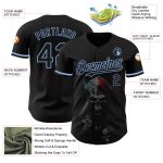 Personalized 3D Skull Baseball Jersey in Black and Light Blue Fashion Design Personalized Black Light Blue 3D Skull Fashion