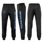 Personalized Fleece Jogger Sweatpants in Black and Light Blue for Men and Women Personalized Black Light Blue Fleece Jogger