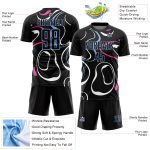 Personalized Sublimation Soccer Jersey with Black and Light Blue Fluid Shapes 2 Personalized Black Light Blue Fluid Shapes