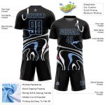 Custom Name and Number Sublimation Soccer Jersey Personalized Black Light Blue Fluid Shapes Team Uniform Personalized Black