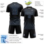 Custom Black and Light Blue Geometric Lines Soccer Jersey Uniform Personalized Black Light Blue Geometric Lines Sublimation