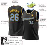 Custom Black Light Blue-Gold Basketball Jersey Personalized Team Name & Number - Authentic Throwback Design Personalized