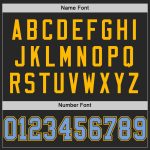 Custom Personalized Black Light Blue-Gold Mesh Football Jersey with Name and Number - Authentic Throwback Design Personalized