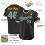 Personalized Baseball Jersey - Black Light Blue Gold Throwback Design Personalized Black Light Blue-Gold Throwback Baseball