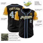 Personalized Black Light Blue Gold Two Tone Baseball Jersey for Custom Design Personalized Black Light Blue-Gold Two Tone