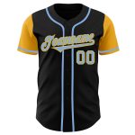 Personalized Black Light Blue Gold Two Tone Baseball Jersey for Custom Design Personalized Black Light Blue-Gold Two Tone
