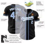 Personalized Black Light Blue Gray Split Baseball Jersey for Men and Women Personalized Black Light Blue-Gray Split Fashion