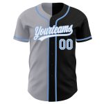 Personalized Black Light Blue Gray Split Baseball Jersey for Men and Women Personalized Black Light Blue-Gray Split Fashion
