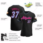 Custom Name Number Lightweight Baseball Jersey Black Light Blue Hot Pink Personalized Black Light Blue-Hot Pink Authentic