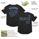 Personalized Black and Light Blue Throwback Baseball Jersey - Custom Jersey for Fans Personalized Black Light Blue Mesh Throwback