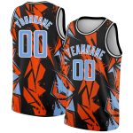Personalized 3D Geometric Shapes Basketball Jersey - Black Light Blue-Orange Design Personalized Black Light Blue-Orange