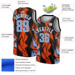 Custom 3D Geometric Shapes Basketball Jersey with Name and Number, Personalized Black Light Blue-Orange Design, Team Spirit 9176