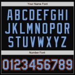 Personalized Bomber Jacket Light Blue Orange Two Tone Full-Snap Varsity Letterman Personalized Black Light Blue-Orange Bomber