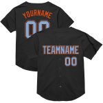 Personalized Black and Light Blue Orange Baseball Jersey - Authentic Throwback Mesh Style Personalized Black Light Blue-Orange