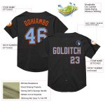 Personalized Black Light Blue Orange Baseball Jersey Throwback Mesh 2 Personalized Black Light Blue-Orange Mesh Throwback