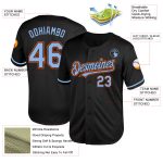 Personalized Black Light Blue Orange Throwback Baseball Jersey for Men Personalized Black Light Blue-Orange Mesh Throwback
