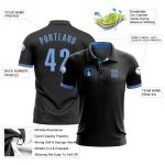 Personalized Performance Golf Polo Shirt - Black and Light Blue Design Personalized Black Light Blue Performance Golf Polo
