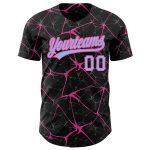 Personalized Black Light Blue Pink 3D Abstract Network Baseball Jersey Personalized Black Light Blue-Pink 3D Abstract Network