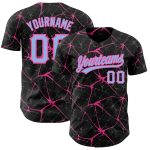 Personalized Black Light Blue Pink 3D Abstract Network Baseball Jersey Personalized Black Light Blue-Pink 3D Abstract Network