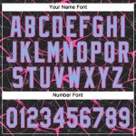 Custom black, light blue and pink softball jersey, flat lay