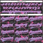 Custom black, light blue and pink softball jersey, side view