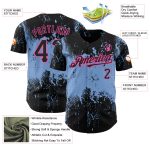 Custom 3D Abstract Splatter Design Baseball Jersey in Black Light Blue-Pink Grunge Style Personalized Black Light Blue-Pink
