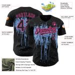 Personalized 3D Dripping Splatter Art Baseball Jersey in Black Light Blue and Pink Personalized Black Light Blue-Pink 3D