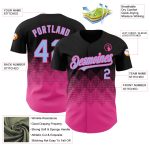 Custom 3D Gradient Black Light Blue Pink Square Shapes Baseball Jersey Personalized Black Light Blue-Pink 3D Gradient Square