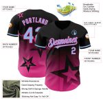 Personalized Twinkle Star Baseball Jersey in Black Light Blue-Pink 3D Gradient Style Personalized Black Light Blue-Pink 3D