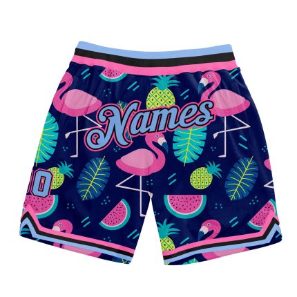 3D Hawaii Flamingo Basketball Shorts - Personalized Black Light Blue-Pink Athletic Wear Personalized Black Light Blue-Pink