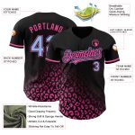 Personalized 3D Leopard Print Baseball Jersey in Black Light Blue-Pink Fade Fashion Design Personalized Black Light Blue-Pink