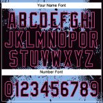 Custom Name Number Unisex Softball Jersey Abstract Splatter Black Light Blue-Pink 3D Pattern Grunge Design Personalized Black