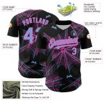 Custom 3D Spider Web Baseball Jersey in Black Light Blue-Pink Design Personalized Black Light Blue-Pink 3D Spider Web Baseball