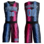Personalized Animal Fur Print Basketball Jersey Sublimation Black Light Blue-Pink Round Neck Personalized Black Light Blue-Pink