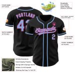 Customizable Black Light Blue Pink Baseball Jersey - Authentic Design Personalized Black Light Blue-Pink Authentic Baseball